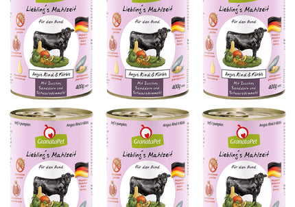 GranataPet Angus Beef & Pumpkin Wet Food – Grain-Free Mono-Protein Recipe, 6x400g Cans