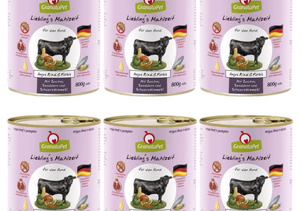 GranataPet Angus Beef & Pumpkin Wet Food – Grain-Free Mono-Protein Recipe, 6 x 800g Cans