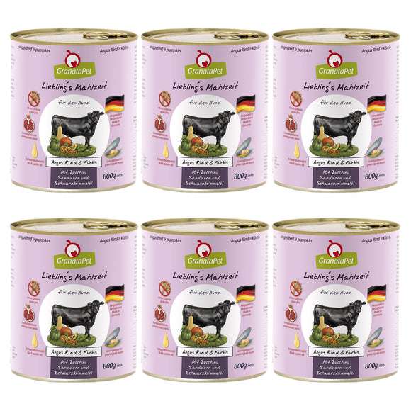 GranataPet Angus Beef & Pumpkin Wet Food – Grain-Free Mono-Protein Recipe, 6 x 800g Cans