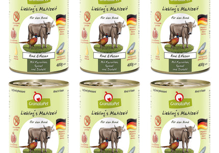 GranataPet Beef and Pheasant Grain-Free Wet Food – Premium Protein Blend, 6 x 400g Cans