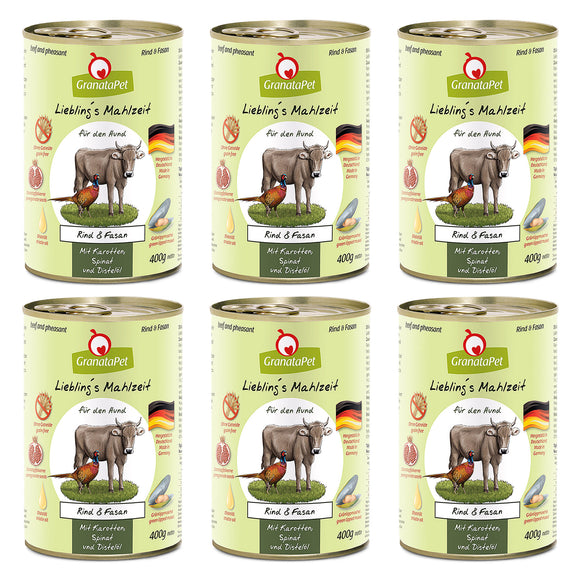 GranataPet Beef and Pheasant Grain-Free Wet Food – Premium Protein Blend, 6 x 400g Cans