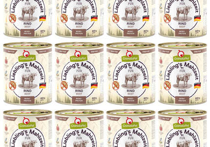 GranataPet Beef Pur Monoprotein Wet Food – Grain-Free, Premium Beef, 12 x 800g Cans