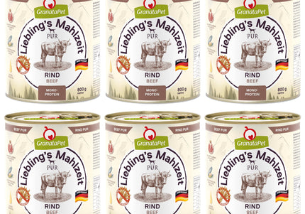 GranataPet Beef Pur Monoprotein Grain-Free Wet Food – Premium Beef, 6 x 800g Cans