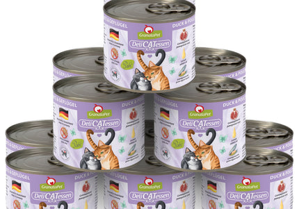 GranataPet DeliCatessen Duck & Poultry Wet Cat Food – Grain-Free, 12 x 200g Cans