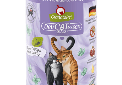 GranataPet DeliCatessen Duck & Poultry Wet Cat Food – Grain-Free, 400g Can