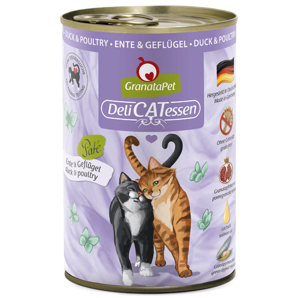 GranataPet DeliCatessen Duck & Poultry Wet Cat Food – Grain-Free, 400g Can