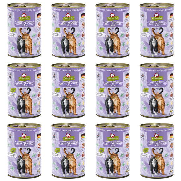 GranataPet DeliCatessen Duck & Poultry Wet Cat Food – Grain-Free, 12 x 400g Cans