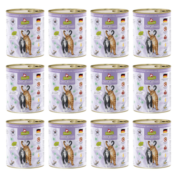 GranataPet DeliCatessen Duck & Poultry Wet Cat Food – Grain-Free, 12 x 800g Cans