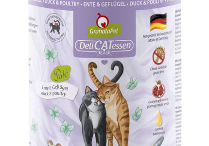 GranataPet DeliCatessen Duck & Poultry Wet Cat Food – Grain-Free, 800g Can, High Protein Recipe
