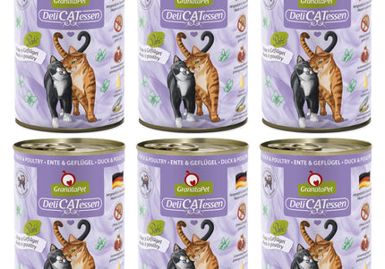 GranataPet DeliCatessen Duck & Poultry Wet Cat Food – Grain-Free, 6 x 400g Cans