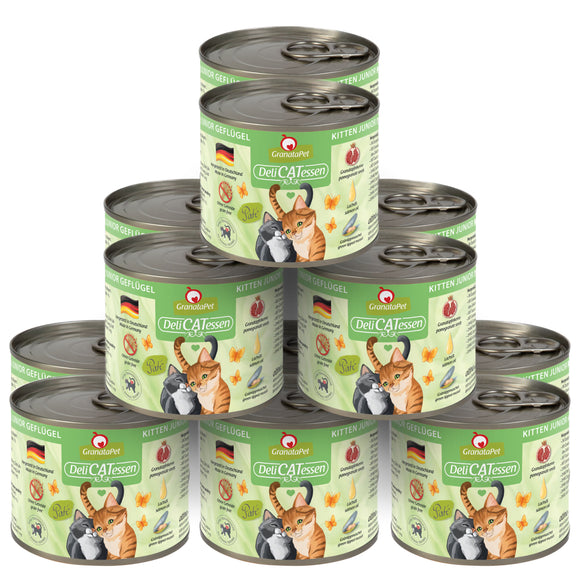 GranataPet DeliCatessen Kitten Wet Food – Grain-Free Poultry Recipe, 12 x 200g Cans