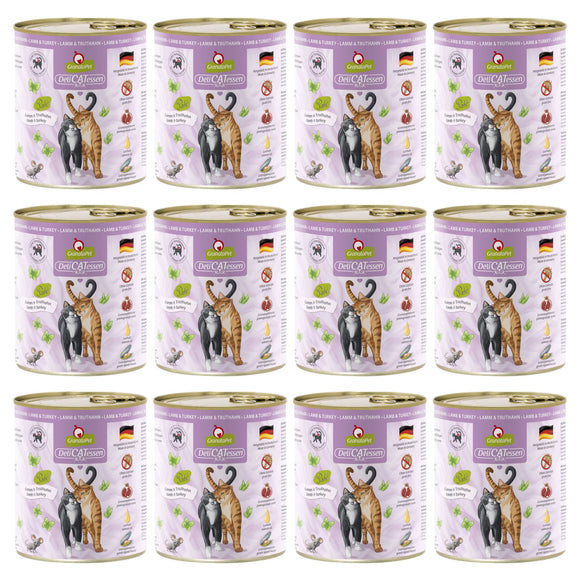 GranataPet DeliCatessen Lamb & Turkey Wet Cat Food – Grain-Free, 12 x 800g Cans