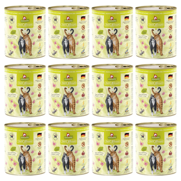 GranataPet DeliCatessen Pheasant & Rabbit Wet Cat Food – Grain-Free, 12 x 800g Cans