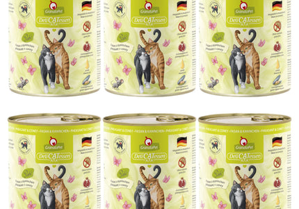 GranataPet DeliCatessen Wet Cat Food – Grain-Free Pheasant and Rabbit, 6 x 800g Cans