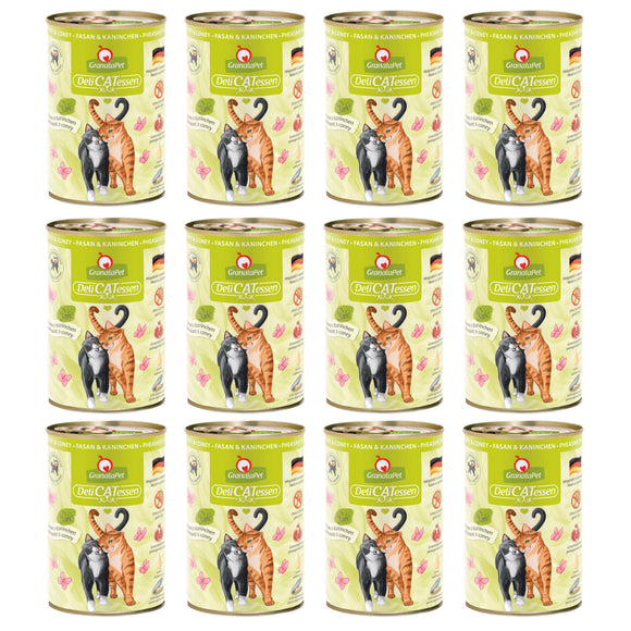 GranataPet DeliCatessen Pheasant and Rabbit Wet Cat Food – Grain-Free, 12 x 400g Cans