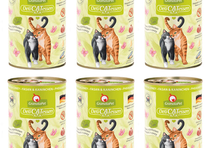 GranataPet DeliCatessen Pheasant and Rabbit Wet Cat Food – Grain-Free, 6 x 400g Cans