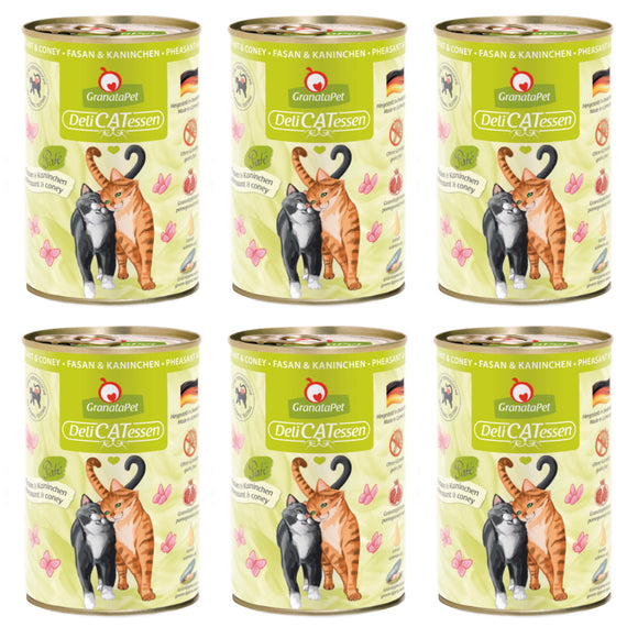 GranataPet DeliCatessen Pheasant and Rabbit Wet Cat Food – Grain-Free, 6 x 400g Cans