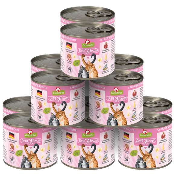 GranataPet DeliCatessen Salmon & Seafood Wet Cat Food – Grain-Free, 12 x 200g Cans