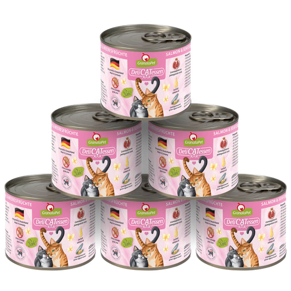 GranataPet DeliCatessen Salmon & Seafood Wet Cat Food – Grain-Free, 6 x 200g Cans