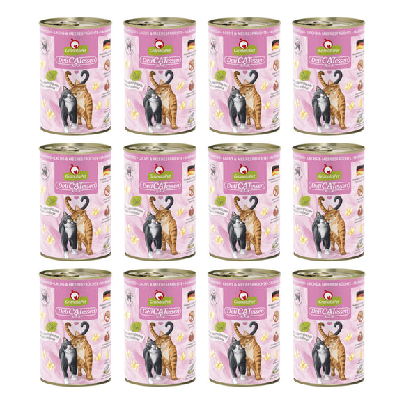 GranataPet DeliCatessen Salmon & Seafood Wet Cat Food – Grain-Free, 12 x 400g Cans