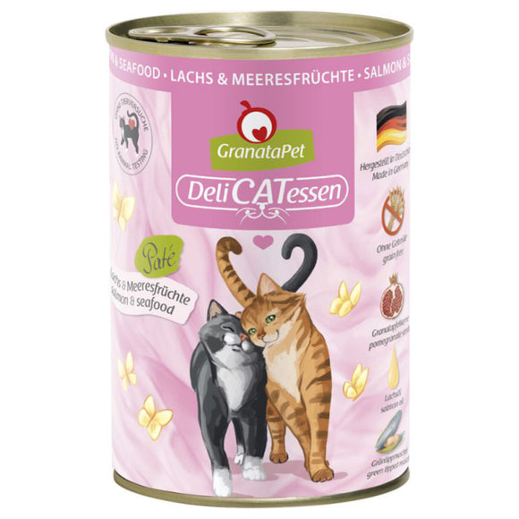 GranataPet DeliCatessen Salmon & Seafood Wet Cat Food – Grain-Free, 400g Can
