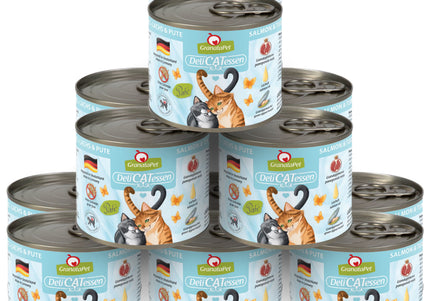 GranataPet DeliCatessen Salmon & Turkey Wet Cat Food – Grain-Free, 12 x 200g Cans