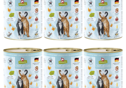 GranataPet DeliCatessen Salmon & Turkey Wet Cat Food – Grain-Free, 6 x 800g Cans