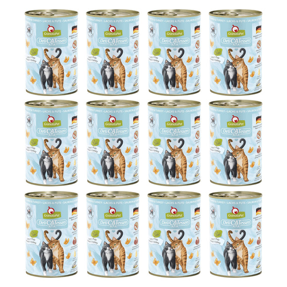 GranataPet DeliCatessen Salmon & Turkey Wet Cat Food – Grain-Free, 12 x 400g Cans