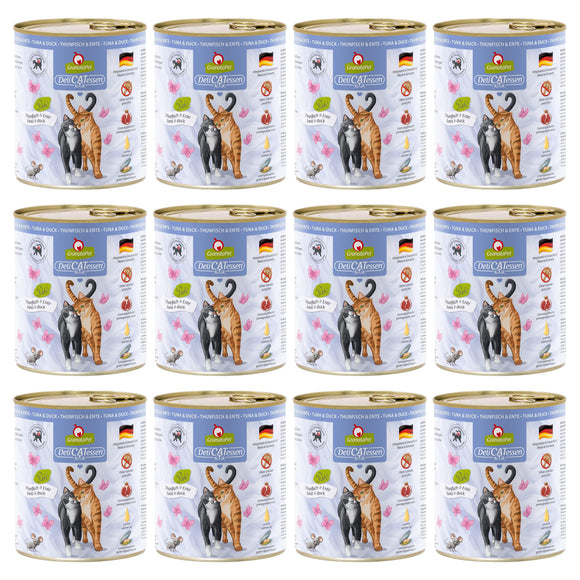 GranataPet DeliCatessen Tuna & Duck – Grain-Free Wet Cat Food, Large 12x800g Pack