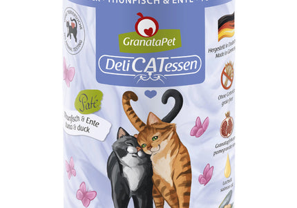 GranataPet DeliCatessen Tuna & Duck Wet Cat Food – Grain-Free, High Protein, 400g Can