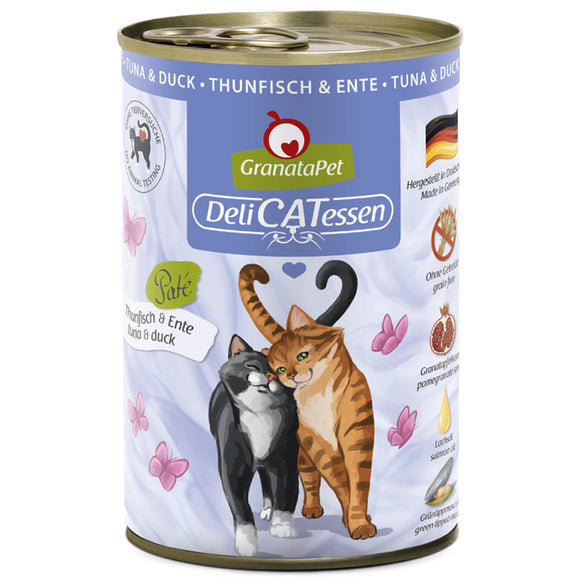 GranataPet DeliCatessen Tuna & Duck Wet Cat Food – Grain-Free, High Protein, 400g Can