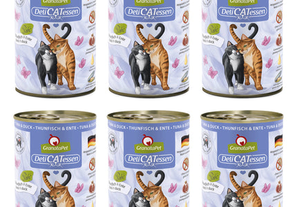 GranataPet DeliCatessen Tuna & Duck Wet Cat Food – Grain-Free, 6 x 400g Cans