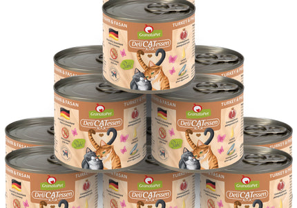 GranataPet DeliCatessen Turkey & Pheasant Wet Cat Food – Grain-Free, 12 x 200g Cans