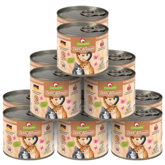 GranataPet DeliCatessen Turkey & Pheasant Wet Cat Food – Grain-Free, 12 x 200g Cans