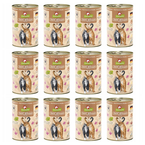 GranataPet DeliCatessen Wet Cat Food – Grain-Free Turkey and Pheasant, 12 x 400g Cans