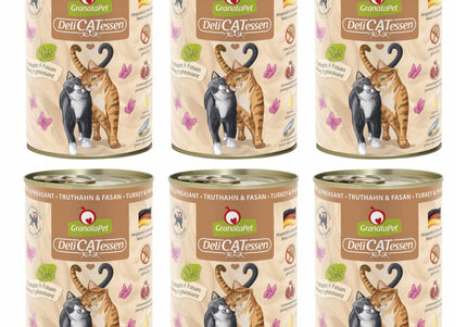 GranataPet DeliCatessen Turkey & Pheasant Wet Cat Food – Grain-Free, 6 x 400g Cans