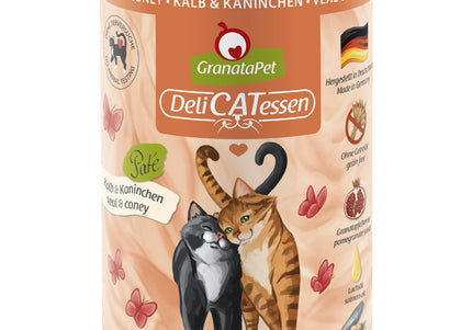 GranataPet DeliCatessen Veal & Coney – Grain-Free Wet Cat Food with Veal and Rabbit, 400g Can