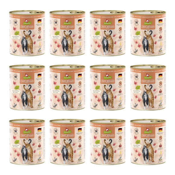 GranataPet DeliCatessen Veal & Coney – Grain-Free Wet Cat Food, Veal and Rabbit, 12 x 800g