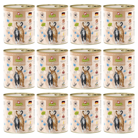 GranataPet DeliCatessen Veal Pur – Grain-Free Wet Cat Food, Tender Veal, 12 x 800g Cans