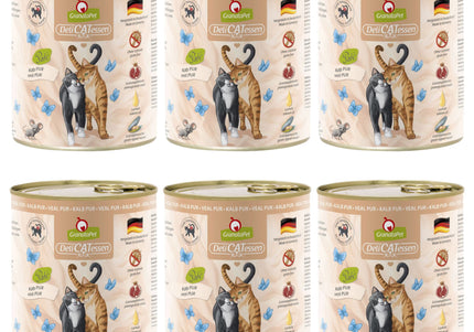 GranataPet DeliCatessen Veal Pur – Grain-Free Wet Cat Food, Tender Veal, 6 x 800g Cans