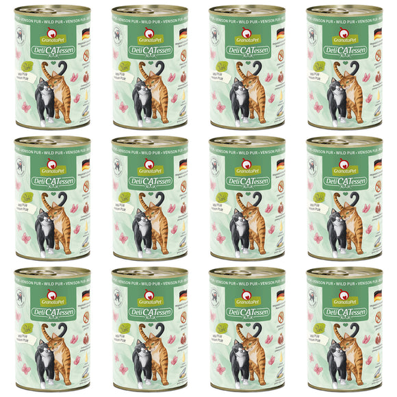 GranataPet DeliCatessen Venison Pur – Grain-Free Wet Cat Food, Venison, 12 x 400g Cans