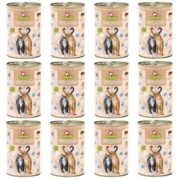 GranataPet DeliCatessen Veal Pur – Grain-Free Wet Cat Food, Tender Veal, 12 x 400g Cans