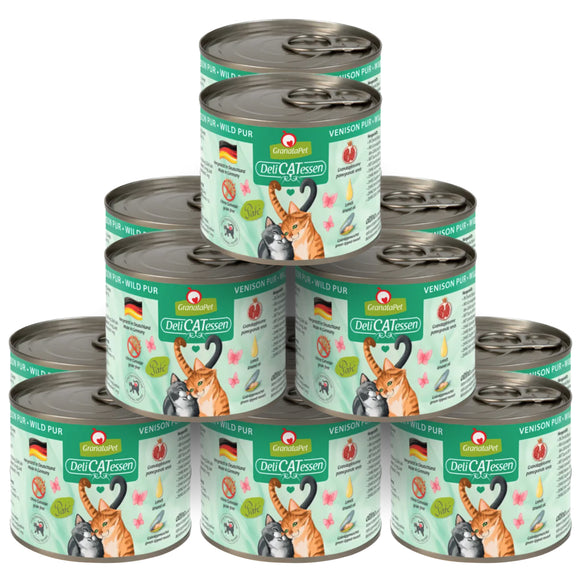 GranataPet DeliCatessen Venison Pur – Grain-Free Wet Cat Food, 12 x 200g Cans