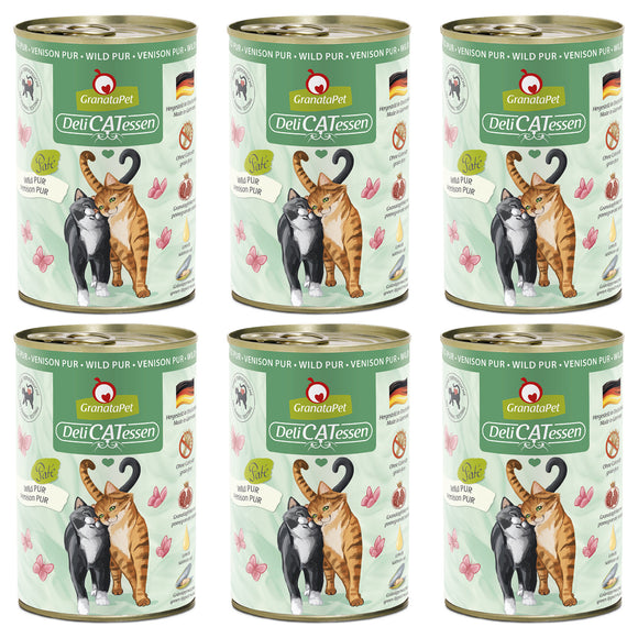 GranataPet DeliCatessen Venison Pur – Grain-Free Wet Cat Food, Premium Venison, 6x400g