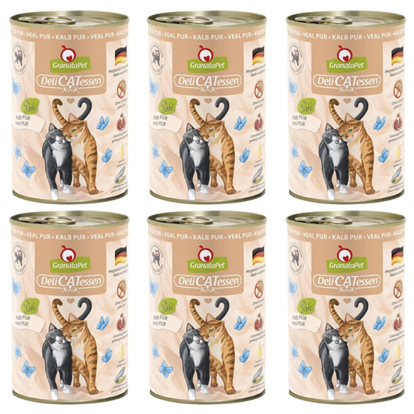 GranataPet DeliCatessen Veal Pur Grain-Free Wet Cat Food – 6 Cans, High-Protein Formula