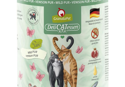GranataPet DeliCatessen Venison Pur – Grain-Free Wet Cat Food, 800g Can, Premium Protein