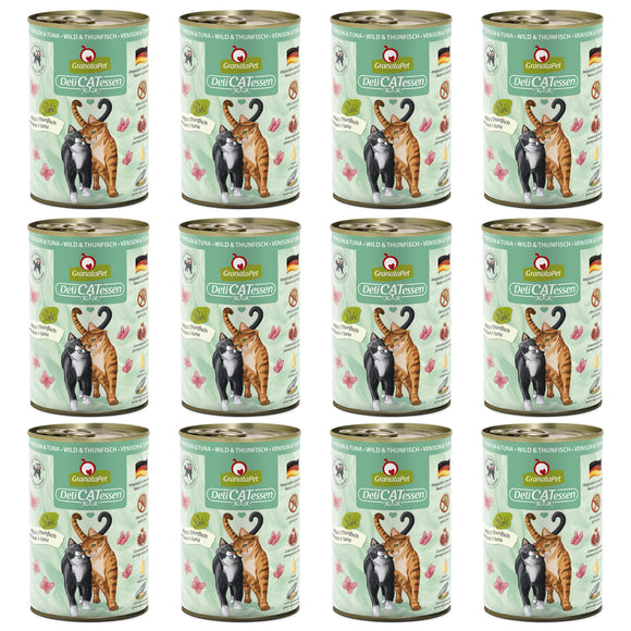 GranataPet DeliCatessen Venison & Tuna Wet Cat Food – Grain-Free, Premium Protein, 12 x 400g Cans