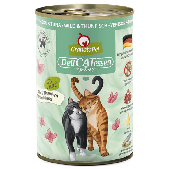 GranataPet DeliCatessen Venison & Tuna Wet Cat Food – Grain-Free, 400g Can