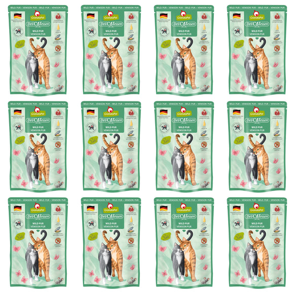 GranataPet DeliCatessen Venison Pur – Grain-Free Wet Cat Food with Venison, 12 x 85g Sachets