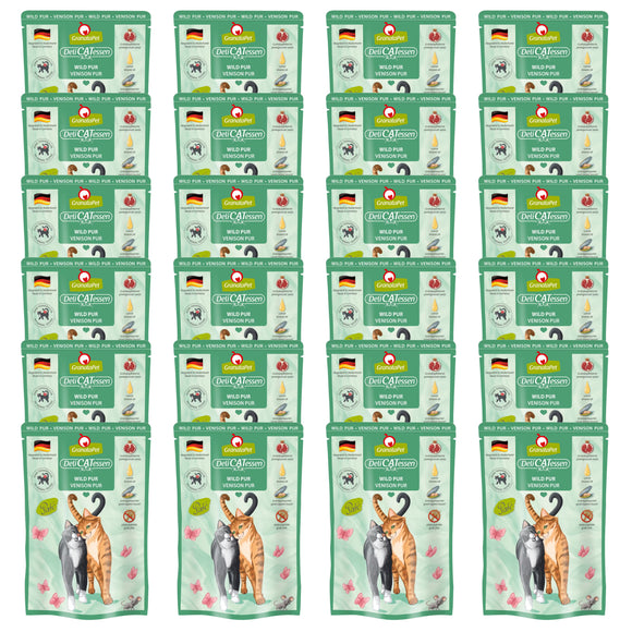 GranataPet DeliCatessen Venison Pur – Grain-Free Wet Food with Venison, 24 Sachets, 85g Each